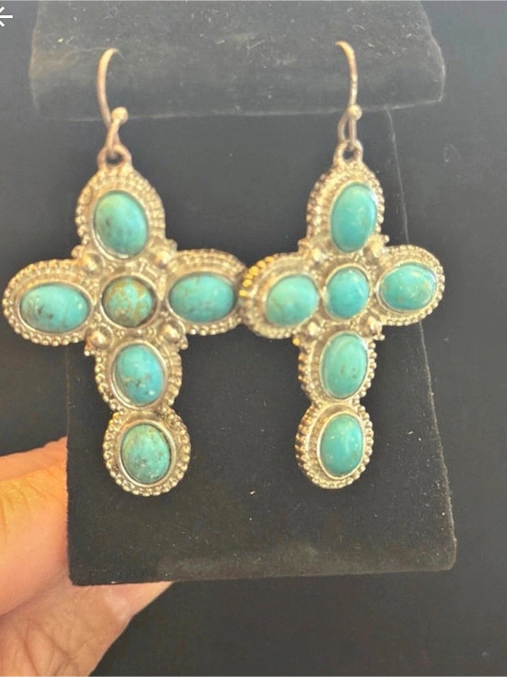 Turquoise Cross Drop Earrings Like New